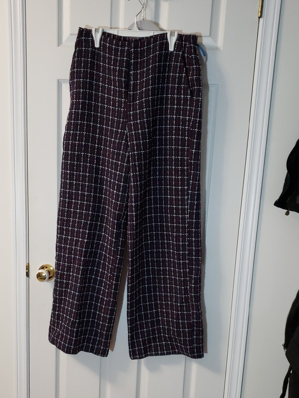 Joe Fresh Black Wide-Leg Plaid Pants